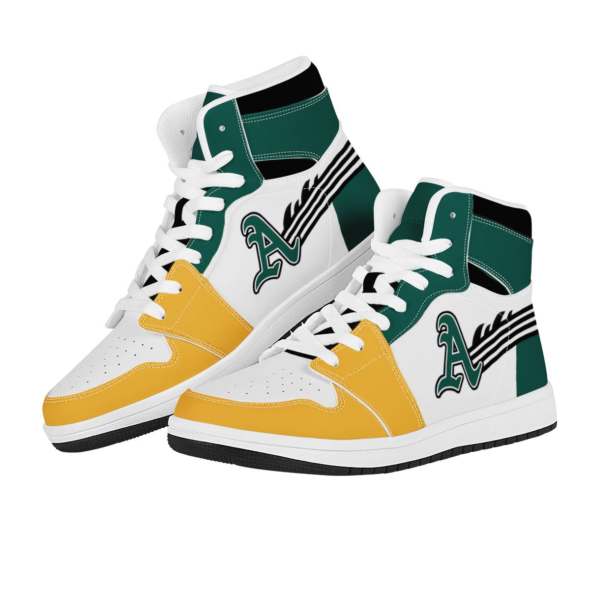 Men's Oakland Athletics High Top Leather AJ1 Sneakers 001